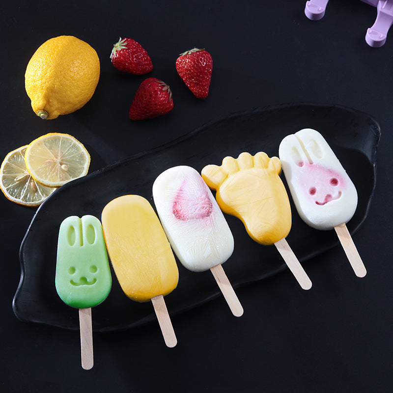 7-in-1 Silicone Popsicle Ice Cream Molds With Sticks Purple