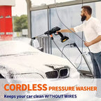 Cordless Portable Pressure Washer with 2 Batteries, 3000PSI Cordless Power Washer, 24V Battery Jet Wash for Car Garden Home Patio Driveways, 5.03meter Hose Included