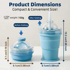 2 Pcs Foldable Silicone Ice Ball Cup with Straw & Lid