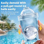 2 Pcs Foldable Silicone Ice Ball Cup with Straw & Lid