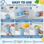2 Pcs Foldable Silicone Ice Ball Cup with Straw & Lid