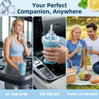 2 Pcs Foldable Silicone Ice Ball Cup with Straw & Lid