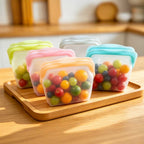5 Pack 1000ml Stand Up Silicone Food Storage Bags Leakproof